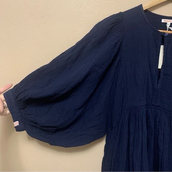 ANTHROPOLOGIE Sundry Boho Tunic Dress Navy Blue Size Medium New NWT - Picture 8 of 16